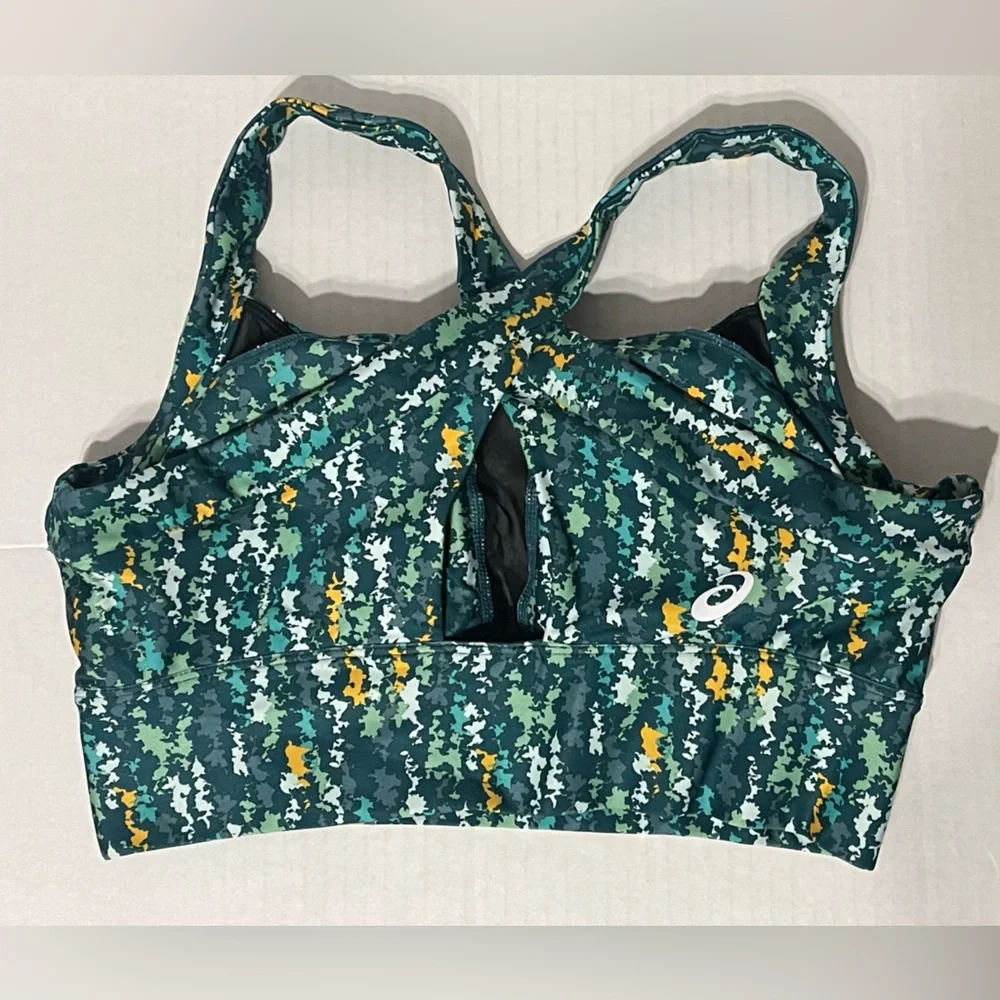 ASICS New Strong 92 Printed Bra-Size Med-Tennis Japan Brushed AOP Soothing Sea - Picture 2 of 4